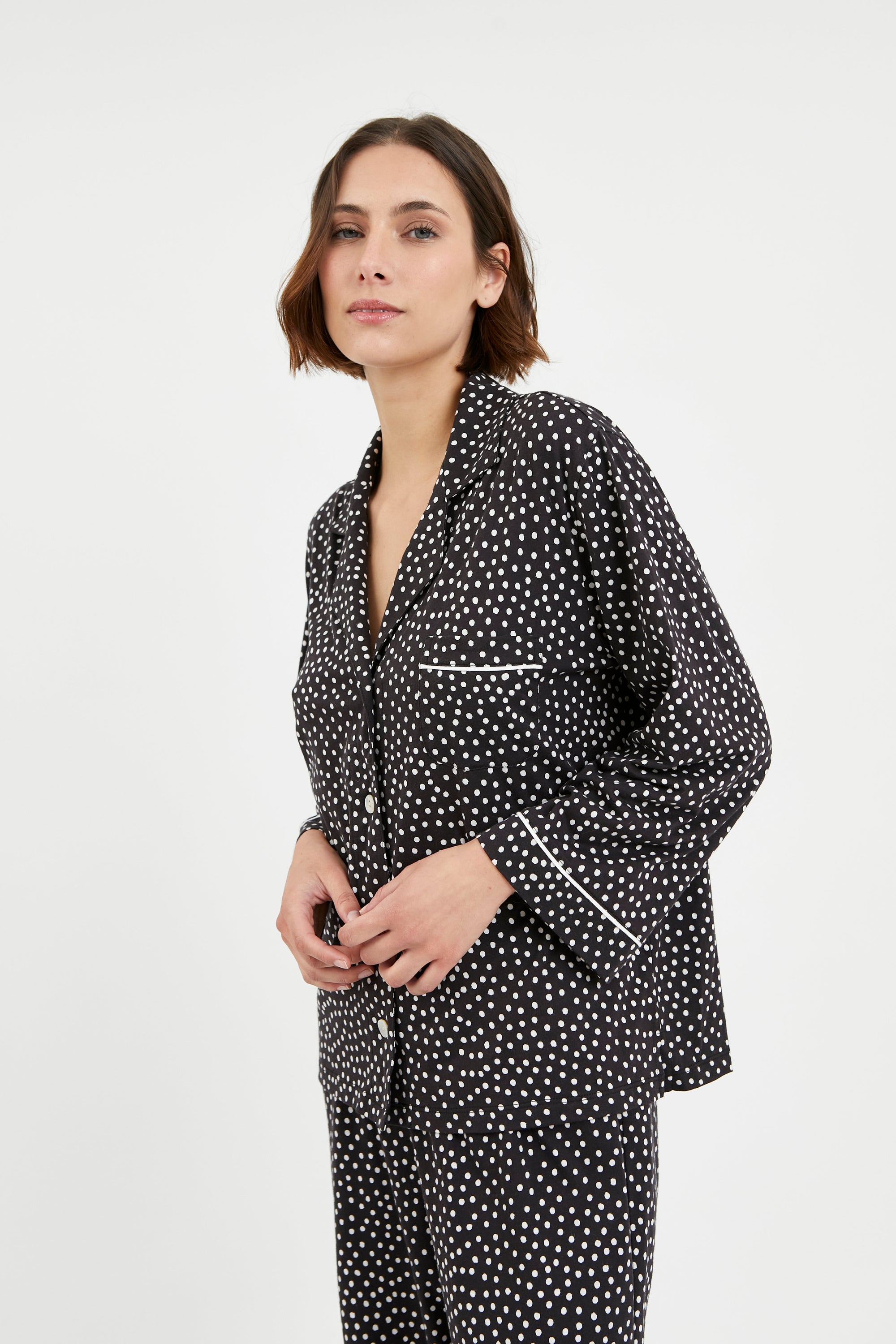 Pijama Boyfriend Agnes - Black Dots - Munai
