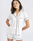Pijama Algodón Pima Mujer - Boyfriend Corto - Ivory - Munai