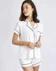 Pijama Algodón Pima Mujer - Boyfriend Corto - Ivory - Munai