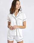 Pijama Algodón Pima Mujer - Boyfriend Corto - Ivory - Munai