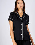 Pijama Algodón Pima Mujer - Boyfriend Corto - Negro - Munai