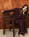 Pijama Boyfriend PJ Set Burgundy - Munai