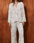 Pijama Boyfriend Vera - Set Floral Stripes - Munai