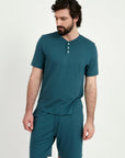 Pijama Corta Hombre Henley - Atlantic Green - Munai