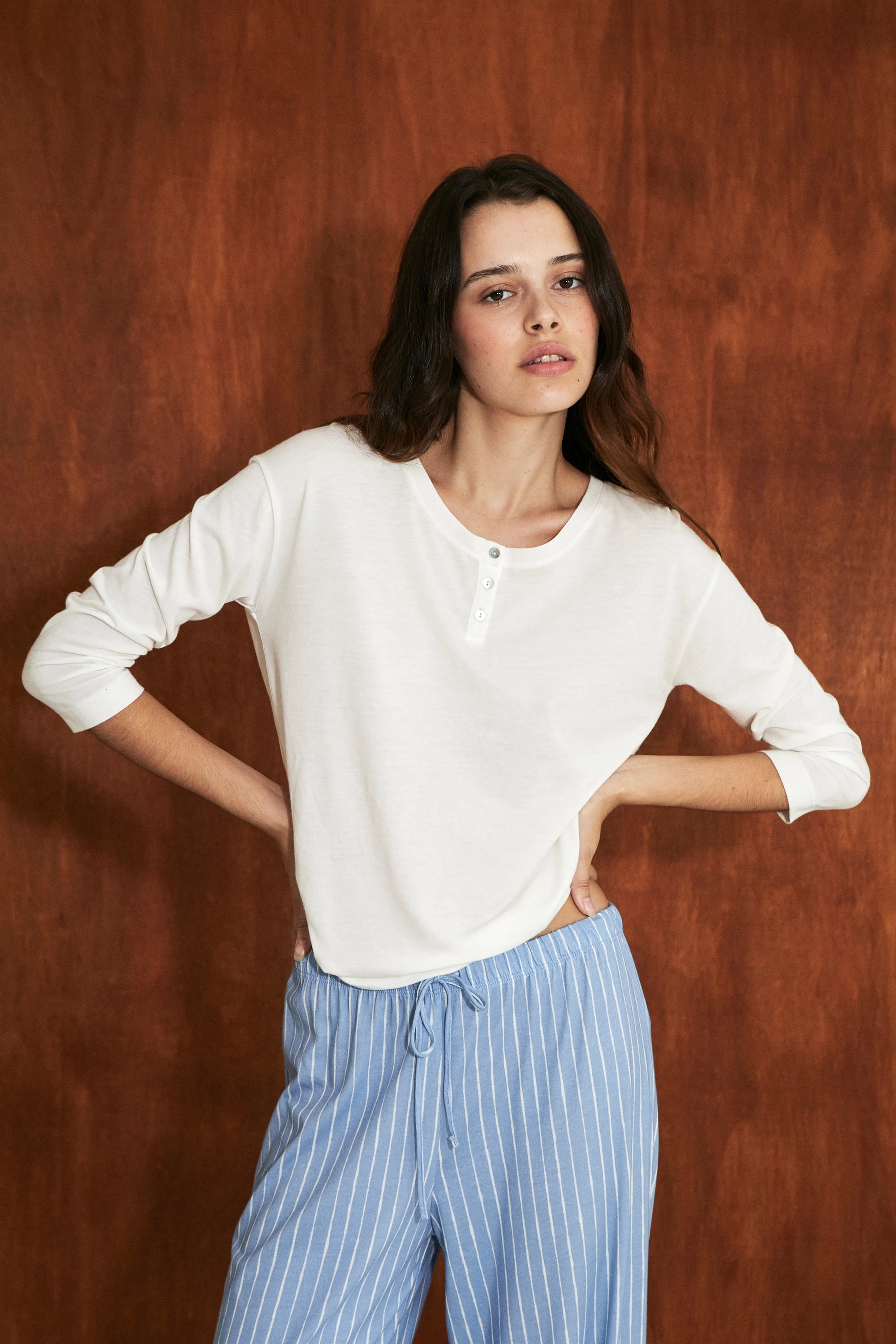 Pijama Set Tide Stripes top blanco - Munai