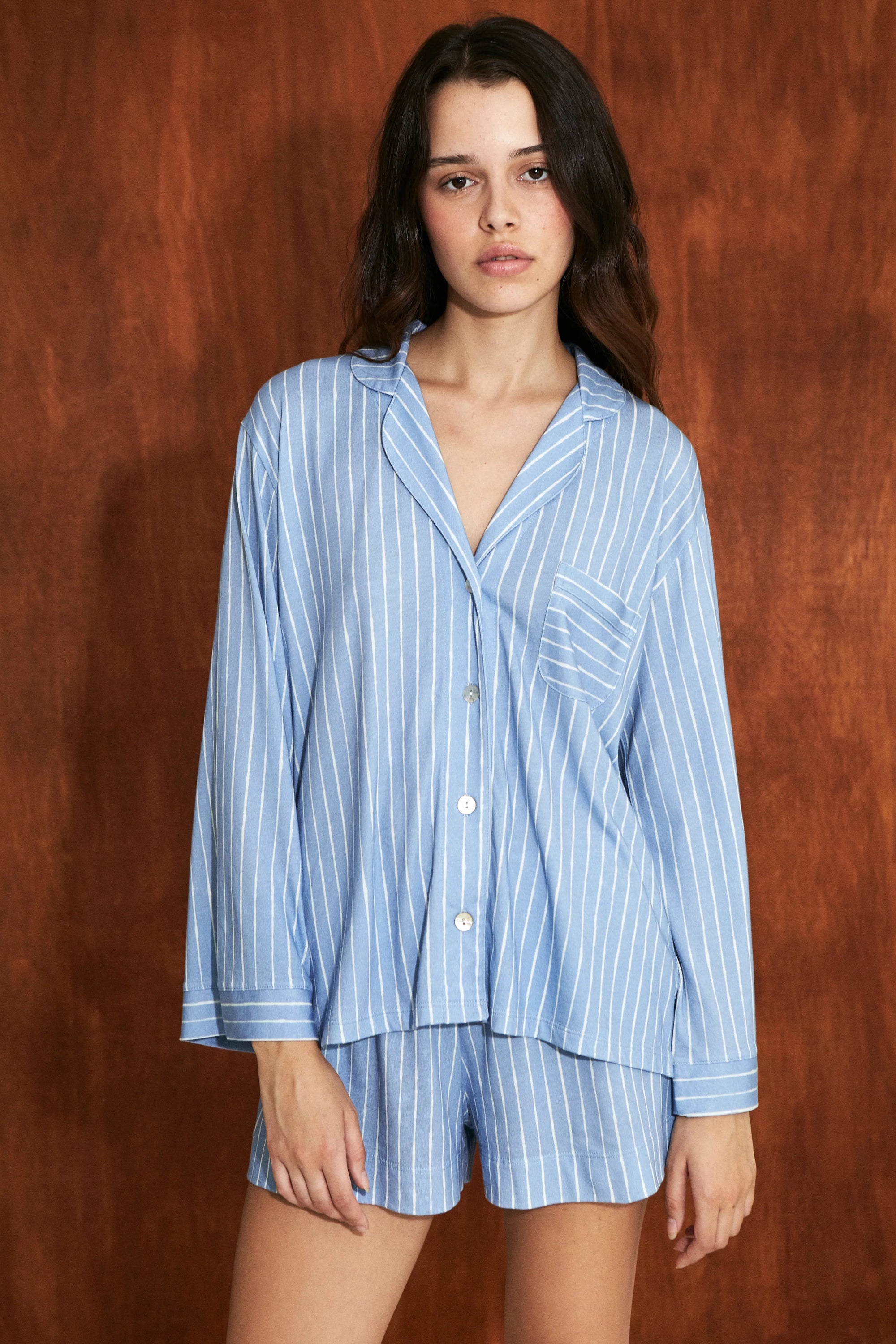 Pijama Boyfriend Agnes - Set Tide Stripes shorts - Munai