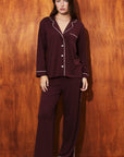 Pijama Boyfriend PJ Set Burgundy - Munai