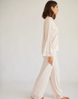 Pijama con Encaje Largo Estilo Boyfriend Vera Bridal - Negro y Rosa - Munai