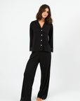 Pijama con Encaje Largo Estilo Boyfriend Vera Bridal - Negro y Rosa - Munai