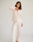 Pijama con Encaje Largo Estilo Boyfriend Vera Bridal - Negro y Rosa - Munai