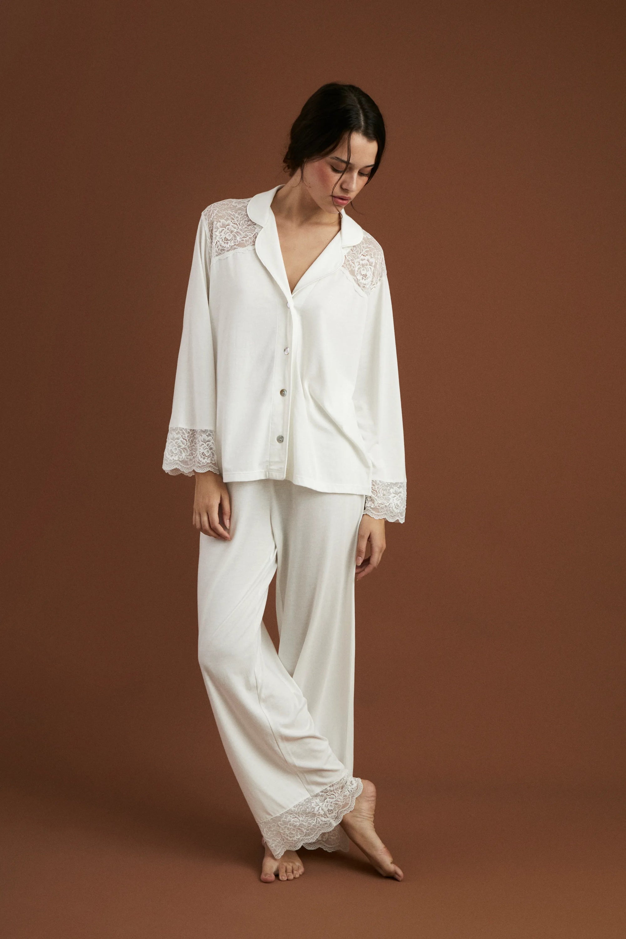 Pijama Boyfriend Vera Bridal - Ivory - Munai
