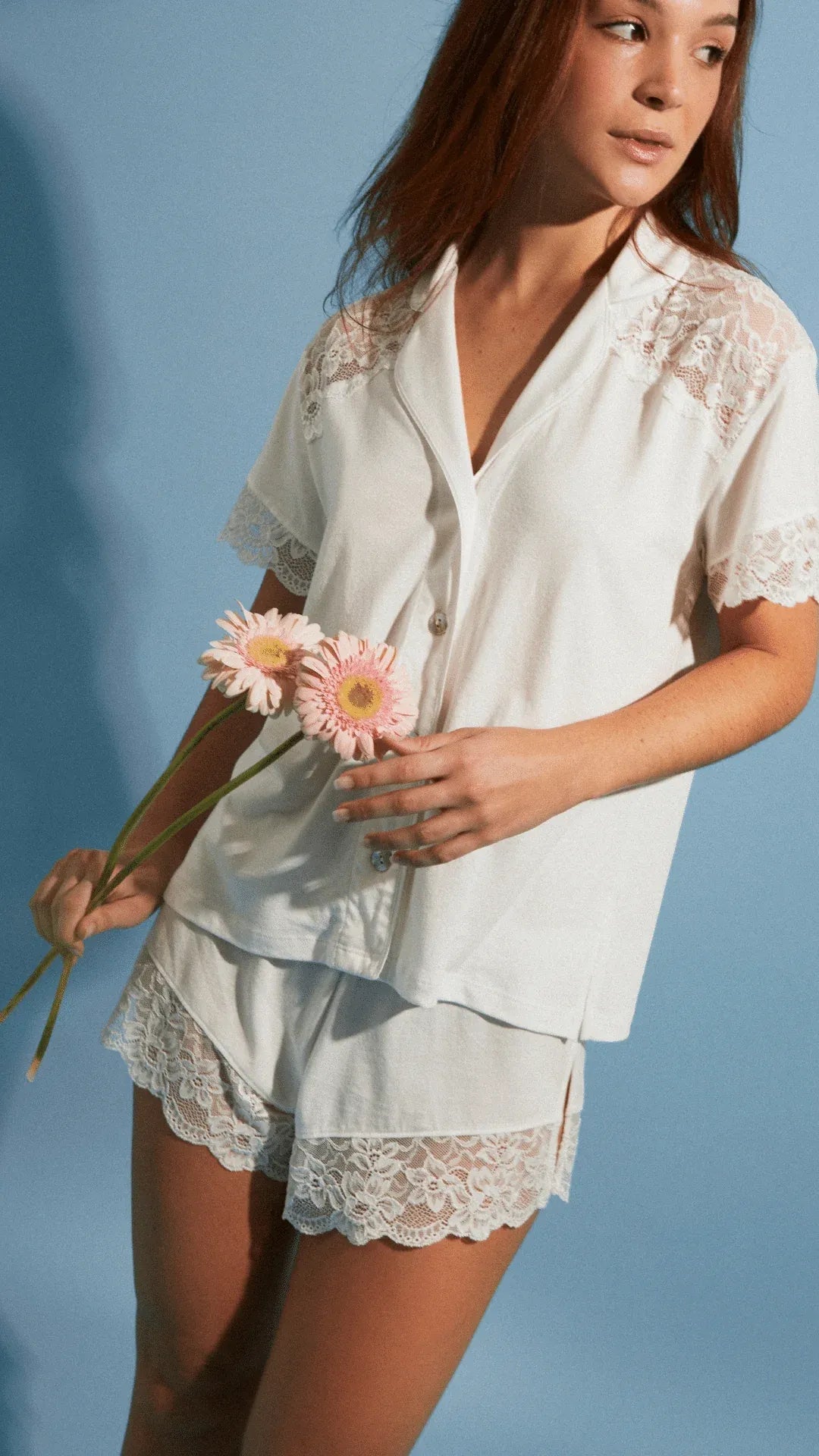 Pijama Boyfriend Vera Corto - Bridal Ivory - Munai