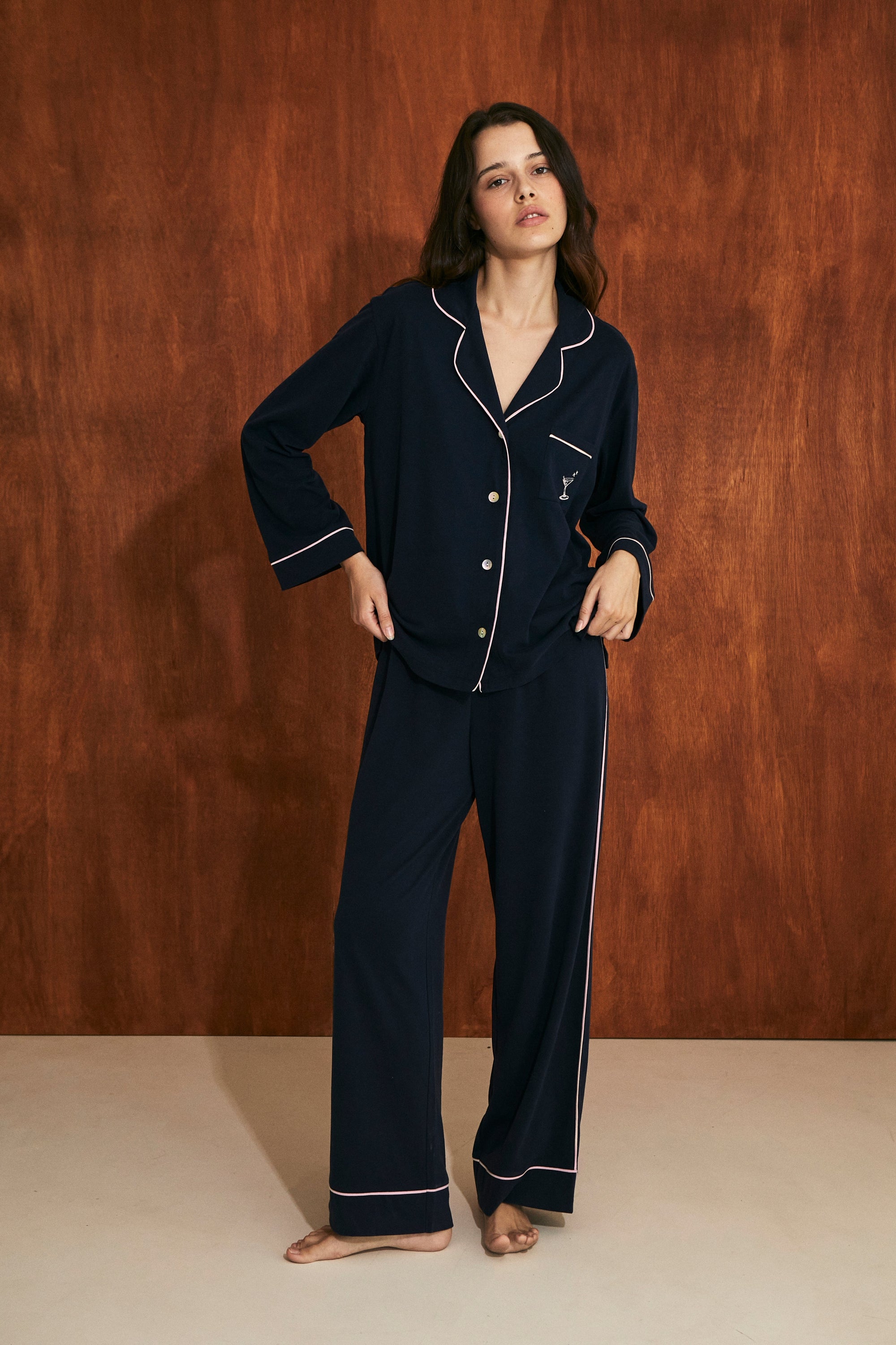 Pijama Boyfriend Vera PJ Set Midnight Martini - Munai