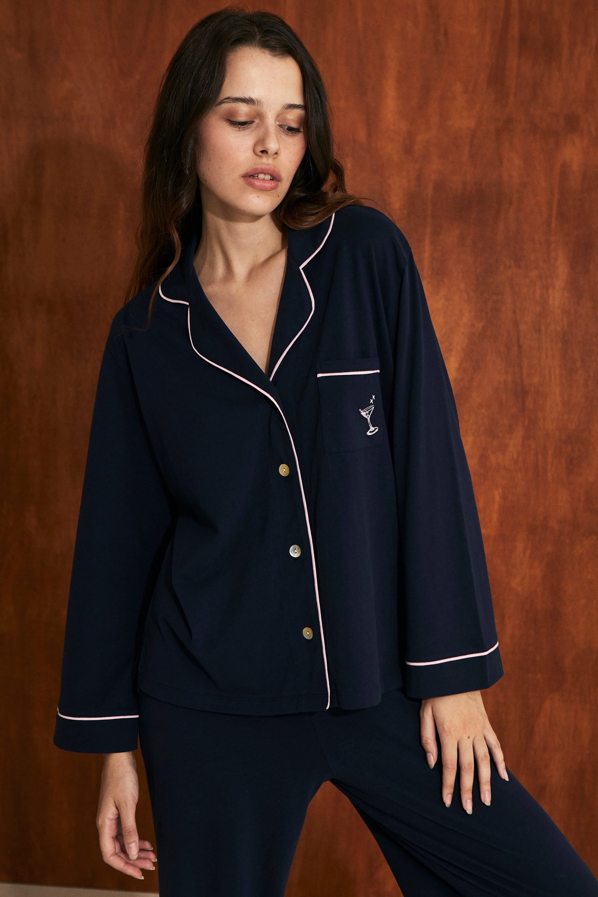 Pijama Boyfriend Vera PJ Set Midnight Martini - Munai