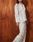 Pijama Boyfriend Vera - Set Floral Stripes - Munai