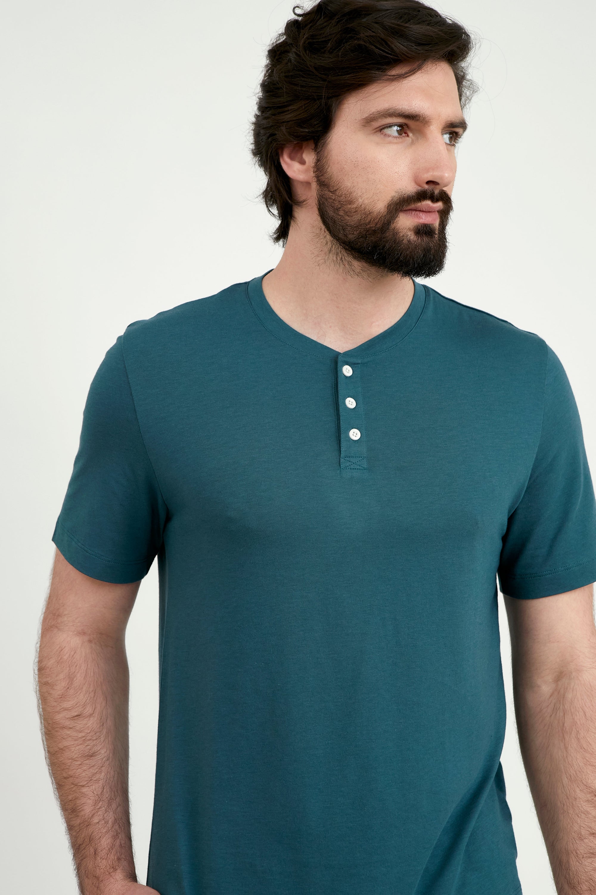 Pijama Corta Hombre Henley - Atlantic Green - Munai