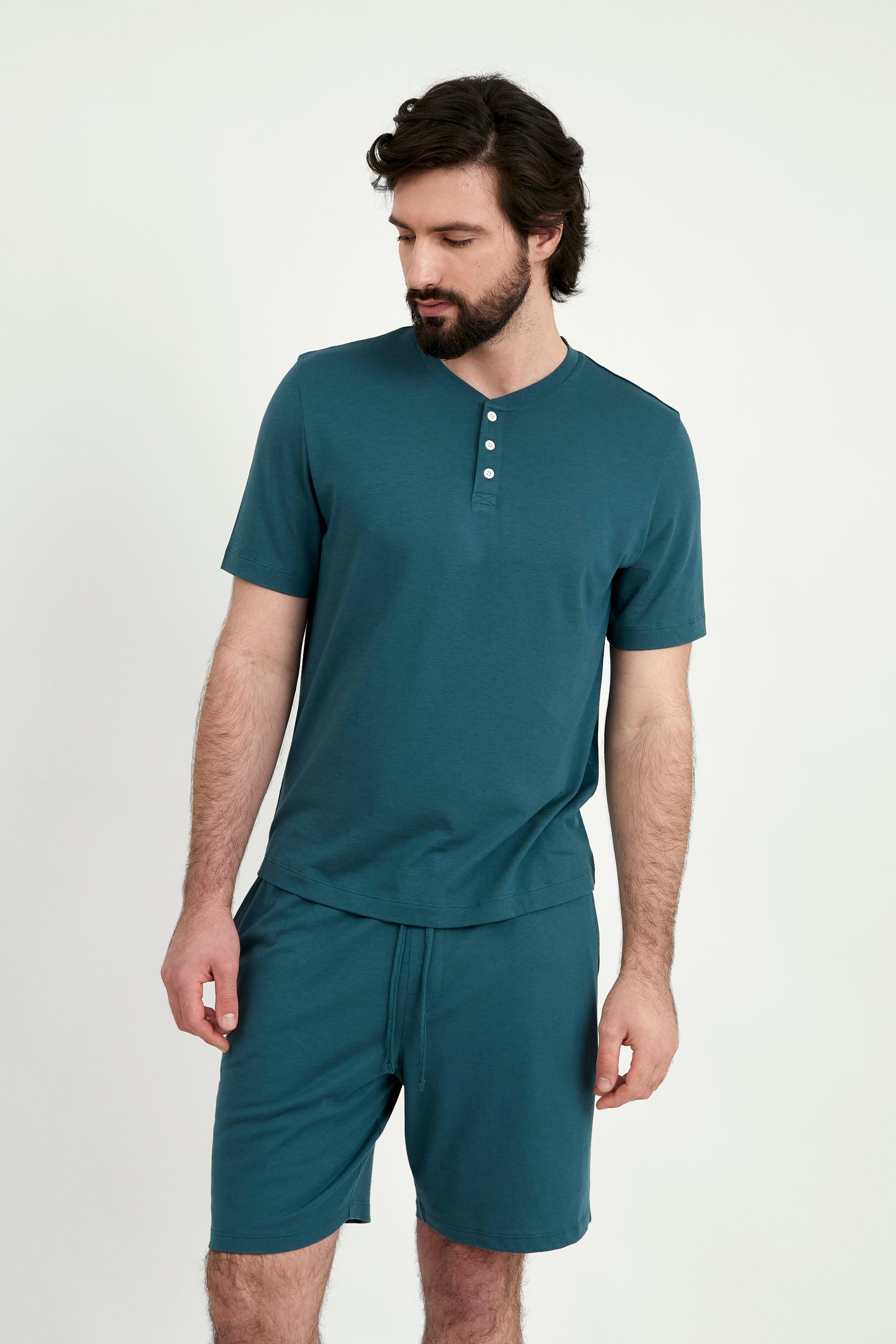 Pijama Corta Hombre Henley - Atlantic Green - Munai