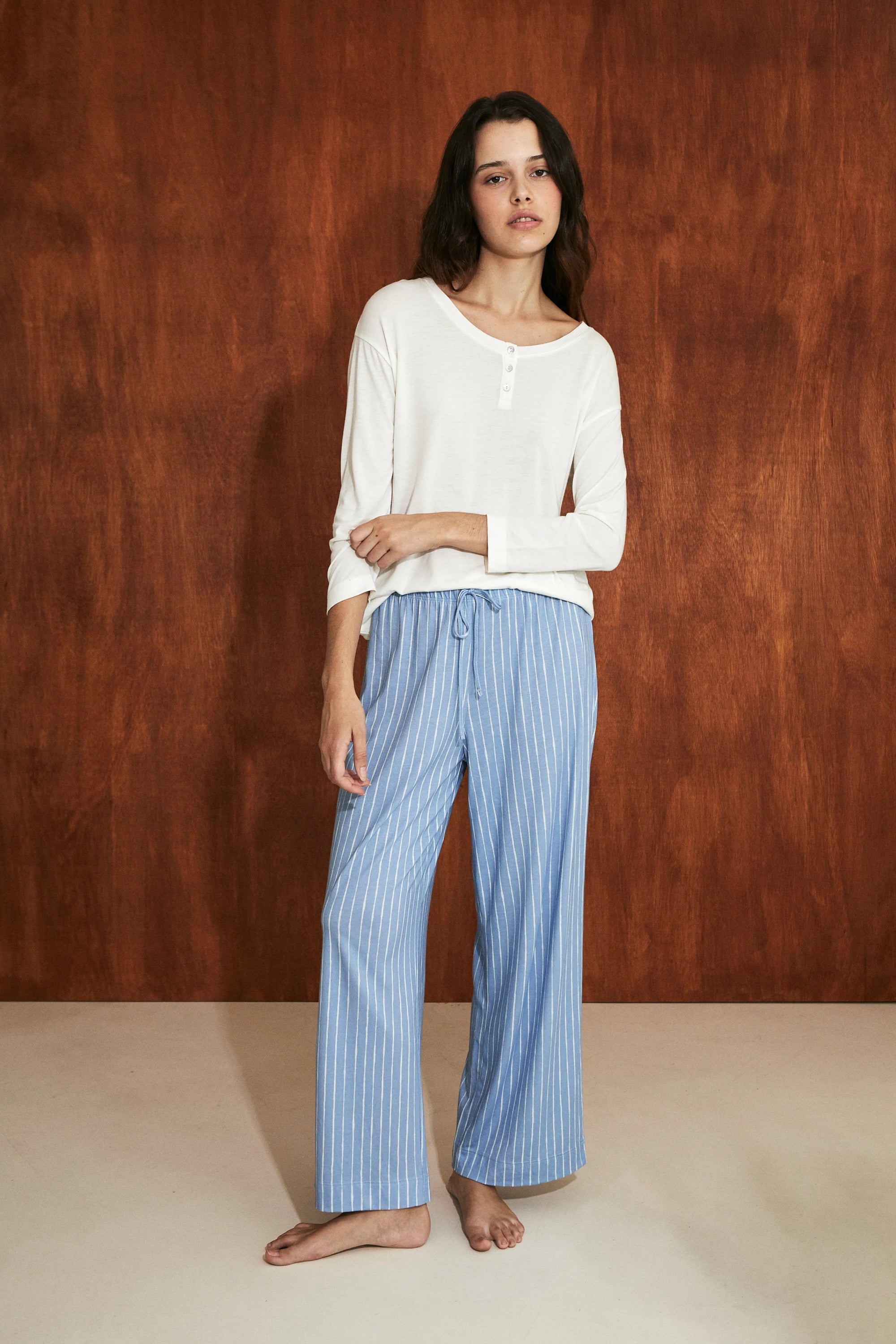 Pijama Set Tide Stripes top blanco - Munai