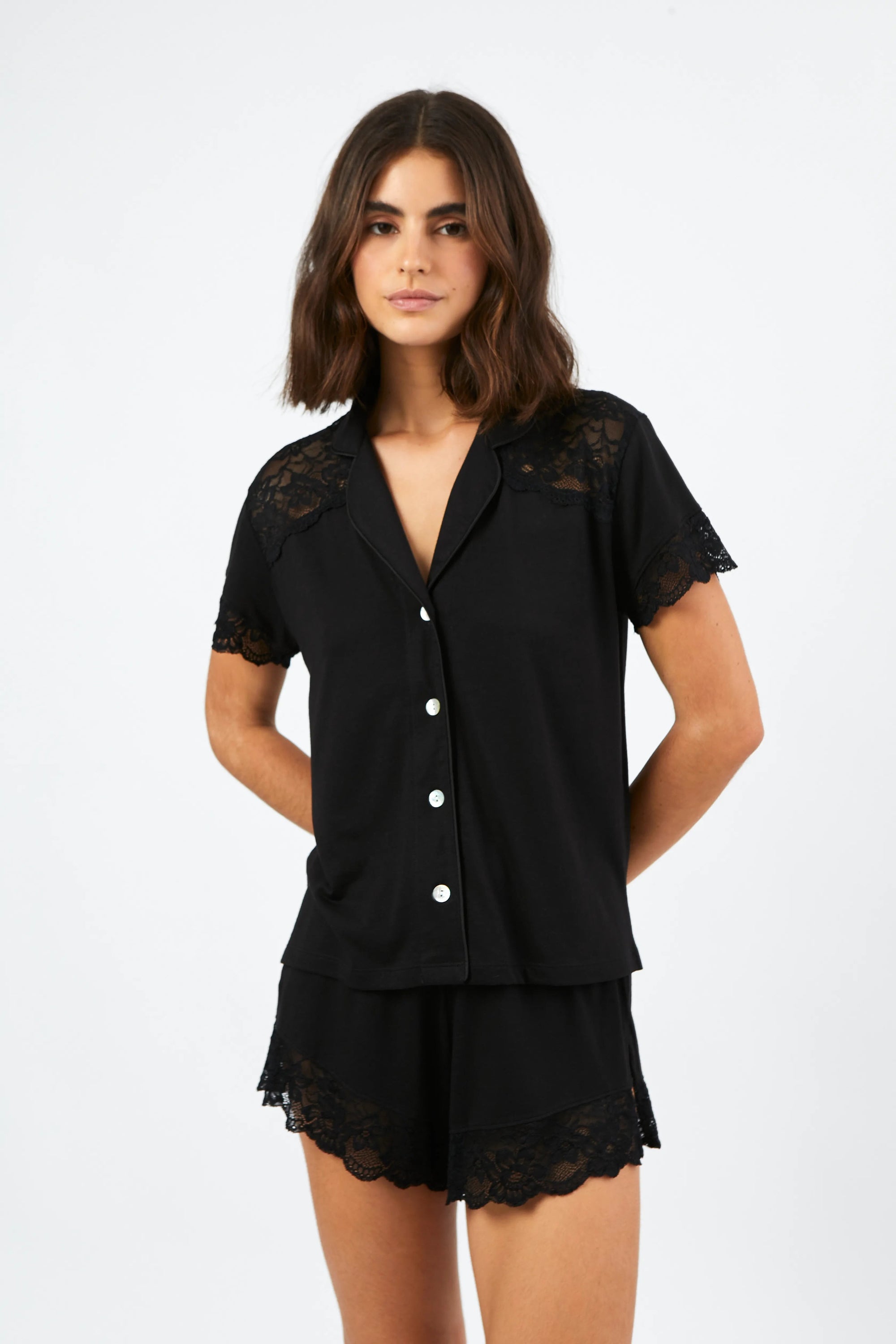 Pijamaj Boyfriend Vera Corto Bridal - Negro - Munai